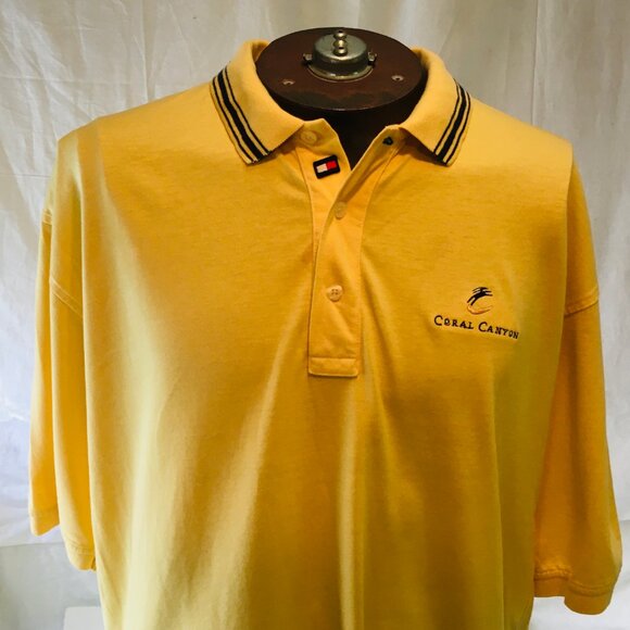 Mens Tommy Hilfiger Coral Canyon Golf Short Sleeve Yellow Polo Shirt Size XL - Picture 2 of 13